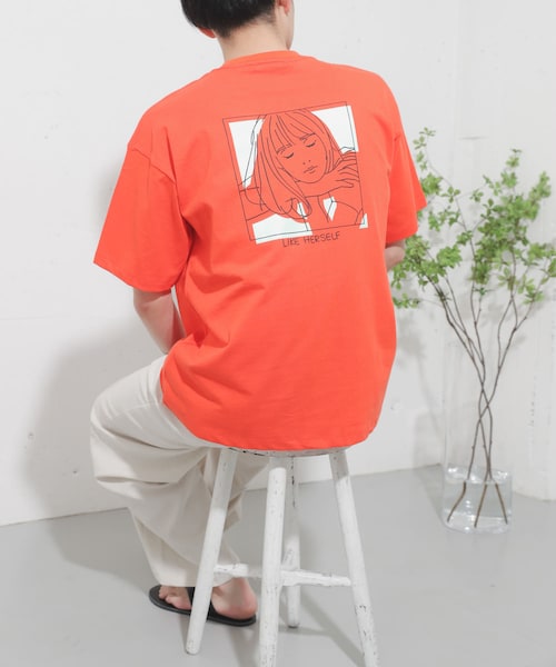 SENSE OF PLACE by URBAN RESEARCH(センスオブプレイスバイアーバンリサーチ)の「ガールグラフィックTシャツ(5分袖)(Tシャツ/カットソー・メンズ・PURPLE/WHITE①/PINK/ORANGE①/WHITE②/ORANGE②/WHITE③/MINT/ORANGE③・M/L)」の8枚目の写真
