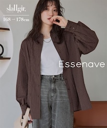nissen | 高身長　ウエストタックストライプシャツ（トールサイズ）Essenave(シャツ/ブラウス)