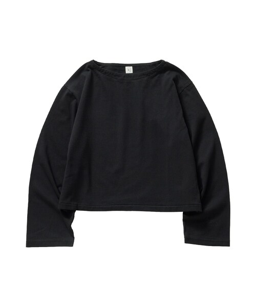 bonjour records(ボンジュールレコーズ)の「blurhms ROOTSTOCK/ブラームス・ルーツストック Classic Short Basque Shirt(Tシャツ/カットソー・レディース・ブラック/グリーン・0/1)」の2枚目の写真