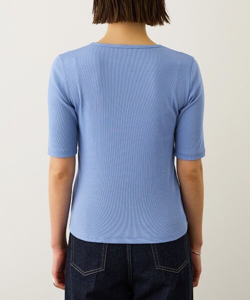 ROPE'（ロペ）の「コンフォートリブハーフスリーブカットソー(5分袖)/イージーケア・接触冷感（Tシャツ/カットソー・レディース・ブラック/ブラウン/サックス・F）」の16枚目の写真