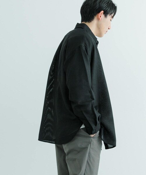 ITEMS URBANRESEARCH（アイテムズ アーバンリサーチ）の「リネンライクシアーロングスリーブシャツ（シャツ/ブラウス・メンズ・WHT/BLK・M/L）」の14枚目の写真