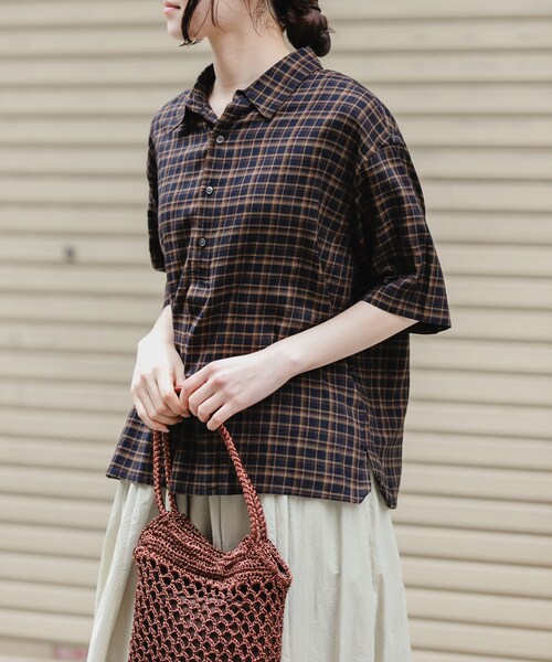 URBAN RESEARCH DOORS（アーバンリサーチドアーズ）の「FORK&SPOON　コットンレーヨンチェックシャツ（シャツ/ブラウス・レディース・OFFｘBLK/CCLｘBRN・1）」の18枚目の写真