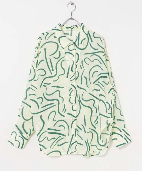 URBAN RESEARCH（アーバンリサーチ）の「『イージーケア』ドローイングアートプリントシャツ（シャツ/ブラウス・レディース・GREEN/RED・FREE）」の14枚目の写真