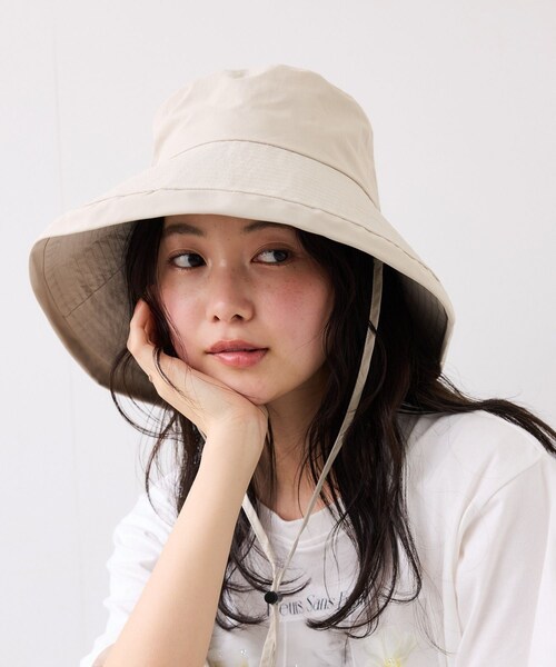 VIS(ビス)の「マイナス18℃ネックカバーつきUVハット/遮熱・UVカット・撥水(ハット・レディース・ブラック/ベージュ・F)」の11枚目の写真