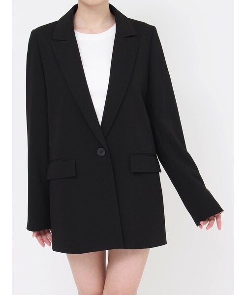 GYDA（ジェイダ）の「LININGラインストーンLOOSEジャケット【SETUP着用可】（テーラードジャケット・レディース・オフホワイト/ブラック/スカイブルー・F）」の2枚目の写真