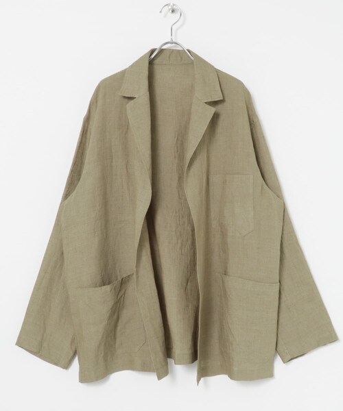 URBAN RESEARCH（アーバンリサーチ）の「YLEVE　LINEN POPLIN JACKET（テーラードジャケット・メンズ・180 KHAKI/120 NAVY・3/4）」の3枚目の写真