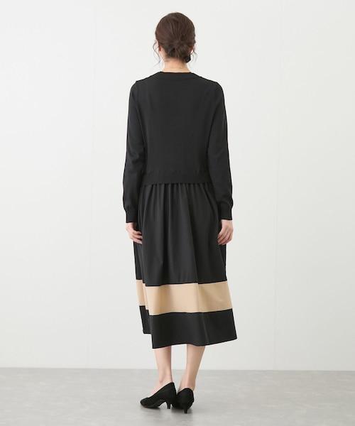 Jayro（ジャイロ）の「ニットドッキング配色ワンピース（ワンピース・レディース・ブラック/ベージュ/ブルー系・F）」の12枚目の写真