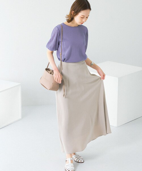 URBAN RESEARCH ROSSO（アーバンリサーチロッソ）の「リネンフレアーナロースカート（スカート・レディース・red/ivory/green/brown・36/38）」の9枚目の写真