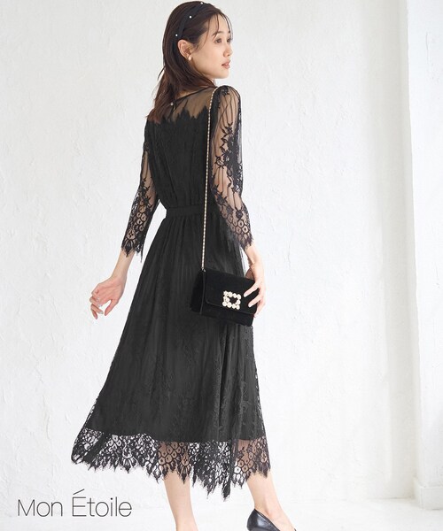 ROPE' PICNIC（ロペピクニック）の「【Mon E’toile/モンエトワール】【結婚式にも】レースDRESS（ドレス・レディース・サックス/カーキ/ラベンダー/ブラック・36/40/38）」の12枚目の写真