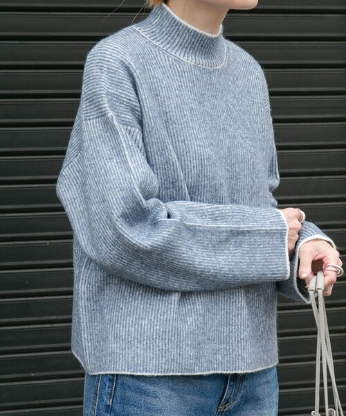 URBAN RESEARCH DOORS(アーバンリサーチドアーズ)の「FORK&SPOON 両畦ストライプニット(ニット/セーター・レディース・GRYxOFF/BLKxGRY/BLUxOFF・1)」の19枚目の写真