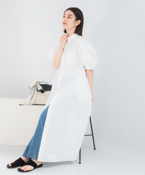 URBAN RESEARCH ROSSO（アーバンリサーチロッソ）の「『別注』ELENDEEK×ROSSO　RELAXY SHIRT ONE-PIECE（ワンピース・レディース・O.WHT/BLU/BLK・1）」の6枚目の写真