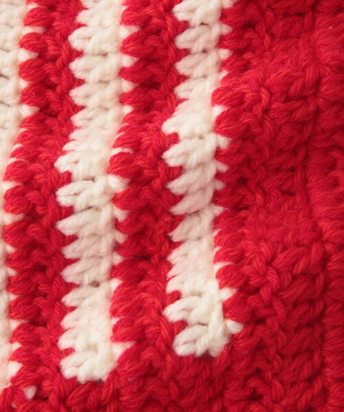 ADAM ET ROPE'（アダムエロペ）の「【RICE NINE TEN/ライス ナイン テン】HAND KNITTED CROCHET SCARF（マフラー・メンズ・ブラック/ブルー系/レッド・F）」の11枚目の写真