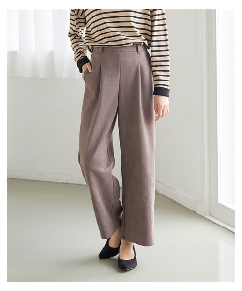 nissen（ニッセン）の「大きいサイズなめらか桃起毛フェイクスエードワイドパンツ（ゆったりヒップ）（パンツ・レディース・クラウドブルー/ライトグレージュ/ライトピンク/モカブラウン・L/LL/3L/4L/5L/6L/8L/10L）」の16枚目の写真