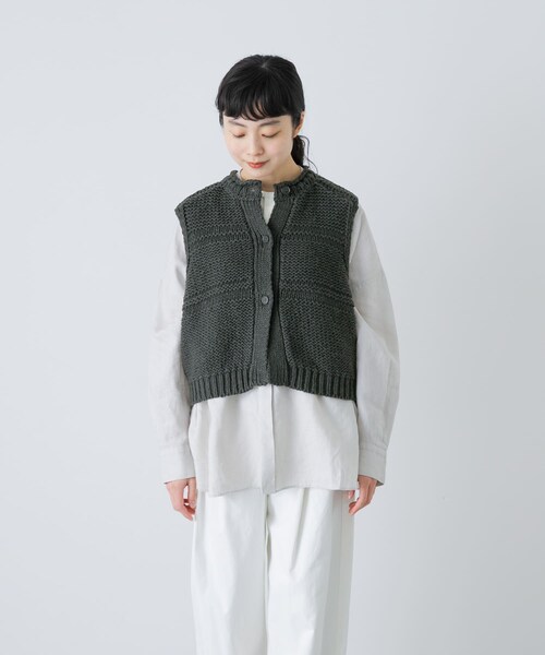 かぐれ（カグレ）の「2WAY綿麻ニットベスト（ベスト・レディース・IVORY/INK BLACK・Free）」の21枚目の写真