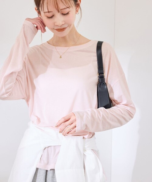 ROPE' PICNIC(ロペピクニック)の「シアーロングTシャツ(Tシャツ/カットソー・レディース・チャコール/ライトグレー/ホワイト/ピンク・38)」の5枚目の写真