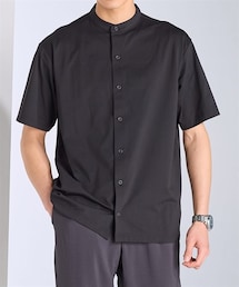 nissen | 背面メッシュ　バンドカラー半袖シャツ（接触冷感・吸汗速乾・ストレッチ）(Tシャツ/カットソー)