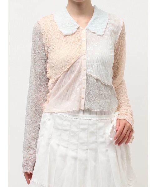 merry jenny（メリージェニー）の「fog color blocking cardigan（カーディガン/ボレロ・レディース・オフホワイト/ブルー/ベージュ・F）」の6枚目の写真