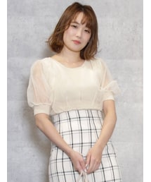 dazzlin | チュールスリーブシアーニットトップス(ニット/セーター)