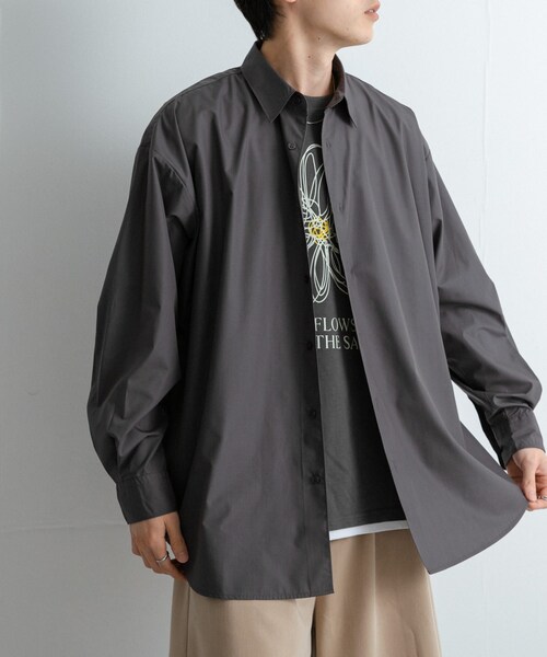 SENSE OF PLACE by URBAN RESEARCH（センスオブプレイスバイアーバンリサーチ）の「『ユニセックス』ブロードレギュラーカラールーズシャツ（シャツ/ブラウス・メンズ・CHARCOAL/MINT/L.BLU×NVY/NVY×SAX・M/L）」の8枚目の写真