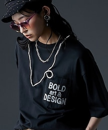 GEVS. | 綿100％ピグメント染ポケット付ロゴプリントTシャツ＜大きいサイズ有＞GEVS.(Tシャツ/カットソー)