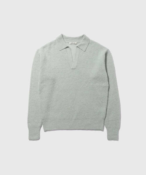 ADAM ET ROPE'(アダムエロペ)の「【AURALEE/オーラリー】BABY SURI ALPACA SHEER KNIT SKIPPER POLO(ニット/セーター・メンズ・グリーン/ネイビー/レッド・3/4)」の4枚目の写真