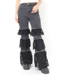 jouetie（ジュエティ）の「レースフリルフレアデニム（その他パンツ