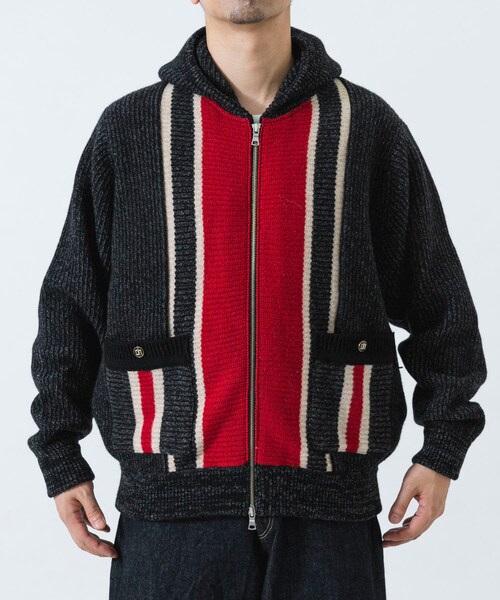 URBAN RESEARCH（アーバンリサーチ）の「The DUFFER N NEPHEWS　KNITTED ZIP UP HOODIE（テーラードジャケット・メンズ・BLACK/BROWN・M）」の5枚目の写真