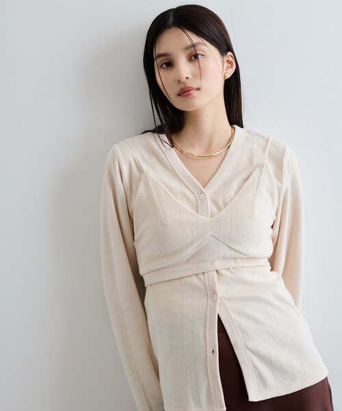 VIS（ビス）の「【Miller】VIS別注モデルベロアルームブラ【洗える】（キャミソール・レディース・ライトグレー/オフホワイト/レッド系・F）」の7枚目の写真