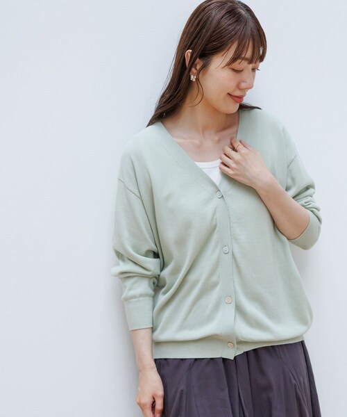 URBAN RESEARCH Sonny Label（アーバンリサーチサニーレーベル）の「『接触冷感/UVカット』クールミストカーディガン（カーディガン/ボレロ・レディース・L.グレー/オフ/ミント/ブラック・FREE）」の4枚目の写真