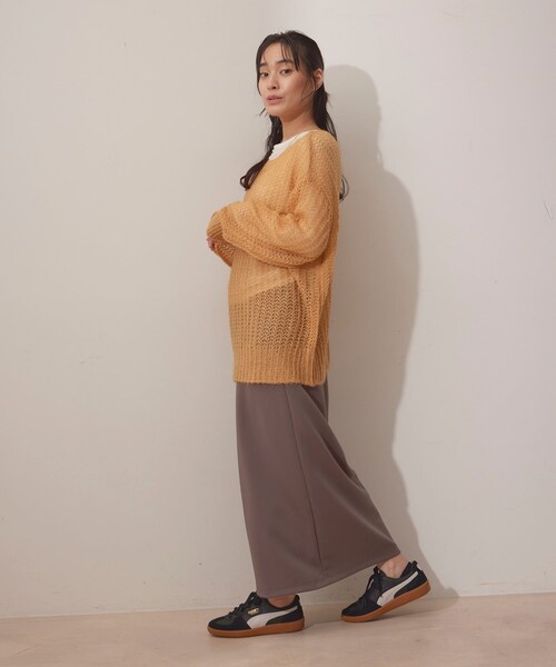 NERGY（ナージー）の「シアーモヘアニット2WAYカーディガン（カーディガン/ボレロ・レディース・ライトグレー/ダークブラウン/オレンジ・F）」の9枚目の写真