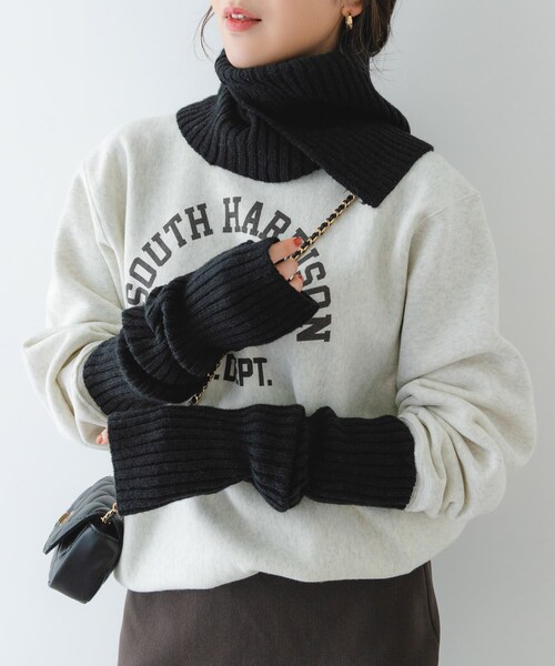 RODE SKO（ロデスコ）の「2WAYリブネックウォーマー（ネックウォーマー/スヌード・レディース・BEIGE/BLACK/GRAY・one）」の5枚目の写真