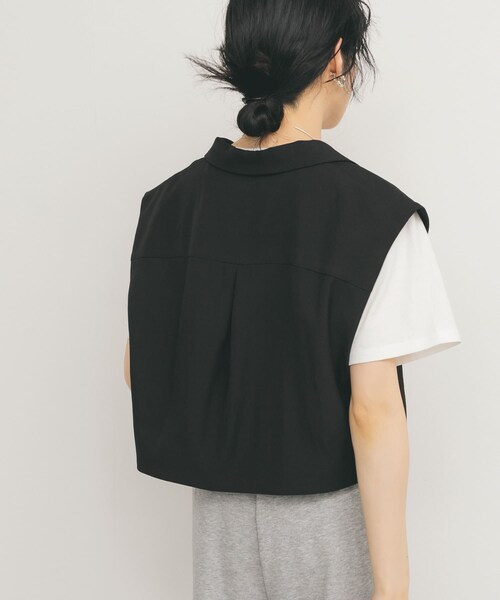 KBF（ケイビーエフ）の「ルーズテーラードベスト（テーラードジャケット・レディース・SAND/BLACK・one）」の10枚目の写真