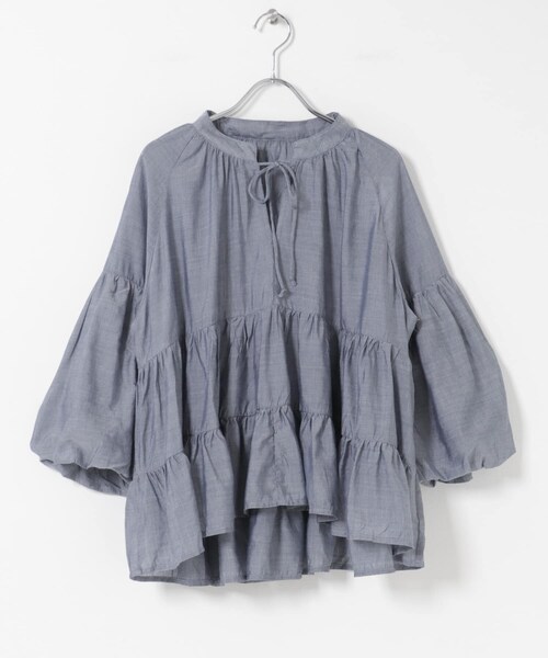 THE GOODLAND MARKET（ザグッドランドマーケット）の「FANAKA　ギャザーフリルブラウス（シャツ/ブラウス・レディース・BLUE/NAVY・Free）」の16枚目の写真