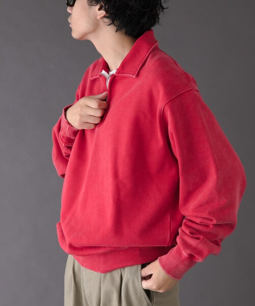 URBAN RESEARCH DOORS（アーバンリサーチドアーズ）の「FORK&SPOON　サンブリーチハーフジップスウェット（スウェット・メンズ・RED/NAVY・4/5）」の3枚目の写真