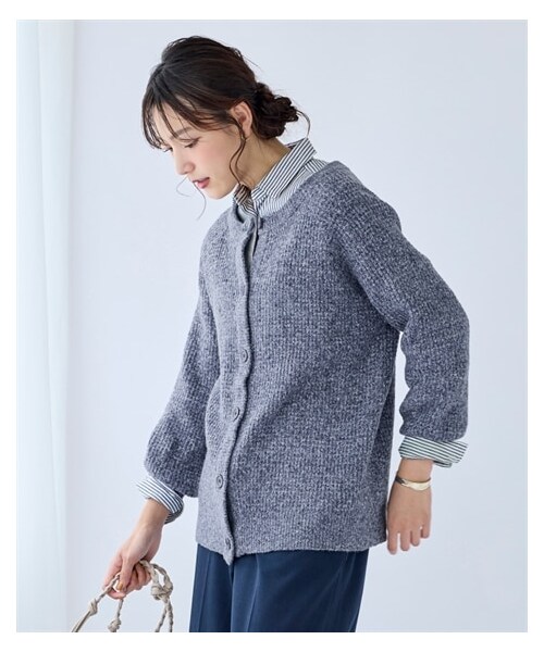 nissen（ニッセン）の「大きいサイズ 静電気が起きにくい洗濯機で洗えるワッフル編ニットカーディガン（カーディガン/ボレロ・レディース・杢チャコールグレー/杢ネイビー/黒/杢グリーン/杢ベージュ・L/LL/3L/4L/5L/6L/8L/10L）」の9枚目の写真