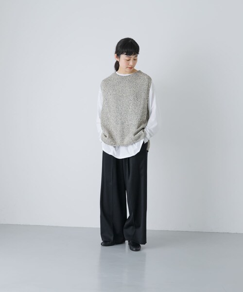 かぐれ（カグレ）の「テープヤーンニットベスト（ベスト・レディース・L/BEIGE/BLACK・Free）」の19枚目の写真