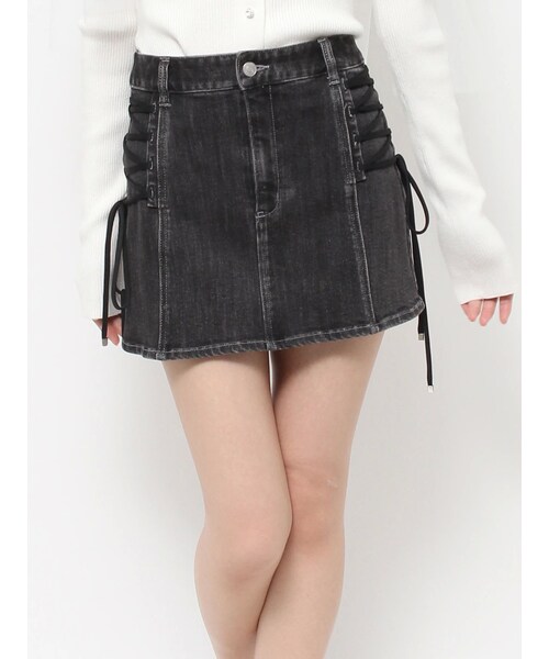 EATME（イートミー）の「サイドレースアップデニムスカート（デニムスカート・レディース・ブラック/ピンク/ブルー・S/M）」の4枚目の写真