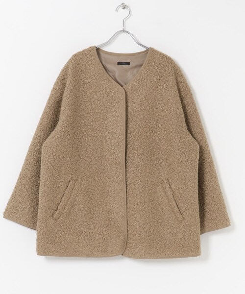 ITEMS URBANRESEARCH（アイテムズ アーバンリサーチ）の「ボアジャケット（ノーカラージャケット・レディース・OFF/GRY/L.BRN・Free）」の22枚目の写真