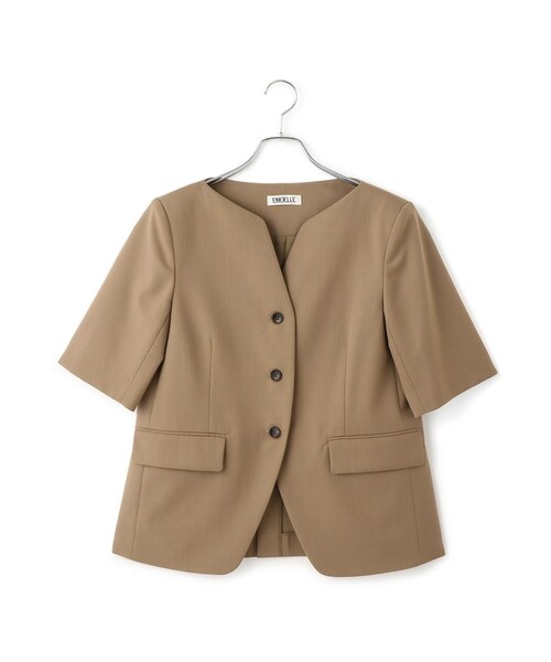 ADAM ET ROPE'（アダムエロペ）の「【EMOELLE】スリットネックハーフスリーブジャケット（ノーカラージャケット・レディース・ブラック系/ベージュ・F）」の12枚目の写真