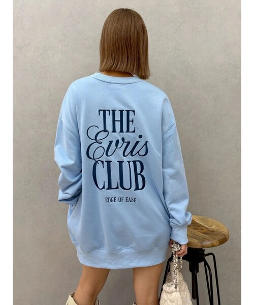 EVRIS（エヴリス）の「THE EVRIS CLUB BIG スウェットトップス（スウェット・レディース・グレー/ブラック/ブルー・F）」の3枚目の写真