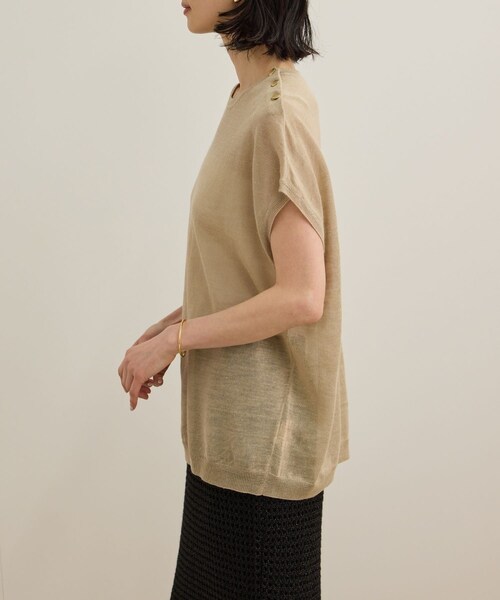 ROPE'（ロペ）の「ラミー フレンチスリーブプルオーバー/サマーニット（ニット/セーター・レディース・ベージュ/ネイビー/ブルー・F）」の18枚目の写真