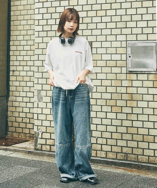URBAN RESEARCH(アーバンリサーチ)の「551蓬莱×UR ドロストショートスリーブTシャツ(Tシャツ/カットソー・レディース・OFF/CHARCOAL/ICE BLUE・S/M/L/XL)」の8枚目の写真