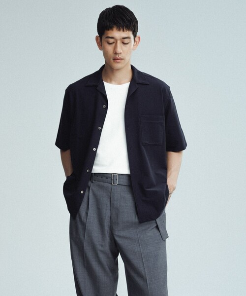 ADAM ET ROPE'(アダムエロペ)の「接触冷感【MINUS】オープンカラー シャツ(シャツ/ブラウス・メンズ・ブラック/ホワイト/グリーン系/ネイビー・L/M)」の7枚目の写真