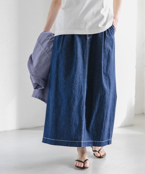 URBAN RESEARCH DOORS（アーバンリサーチドアーズ）の「FORK&SPOON　綿麻デニムスカート（デニムスカート・レディース・ONEWASH/USED・1/2）」の5枚目の写真