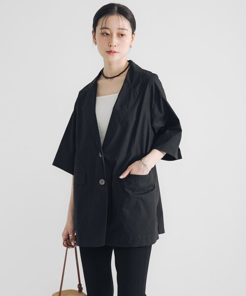 URBAN RESEARCH（アーバンリサーチ）の「コットンハーフスリーブジャケット（テーラードジャケット・レディース・IVORY/BLACK・FREE）」の22枚目の写真