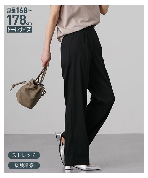 nissen（ニッセン）の「高身長　薄手素材ストレッチきれいめワイドパンツ　丈長め・トールサイズ（パンツ・レディース・黒/杢グレー/ホワイトベージュ・MTT/LTT/LLTT/3LTT/4LTT/5LTT）」の13枚目の写真