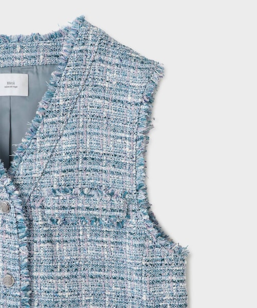 ROPE'（ロペ）の「【Masaco Teranishi（マサコテラニシ）】× moi salon et rope EXCLUSIVE EDITION TWEED GILET｜ジレ（ベスト・レディース・ホワイト系/サックス・F）」の6枚目の写真