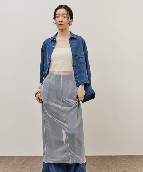 ADAM ET ROPE'(アダムエロペ)の「シアーロングスリーブワンピース(ワンピース・レディース・ブラック/ホワイト系・F)」の10枚目の写真