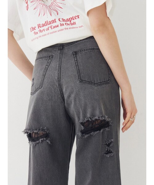 EVRIS（エヴリス）の「BACKスラッシュレースワイドデニムパンツ（デニムパンツ・レディース・ブラック/アイスブルー/インディゴ・S/M）」の14枚目の写真