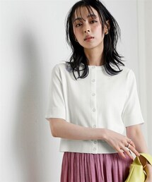 nissen | 【アイスクリーンプレミアム】クルーネック5分袖カーディガン（持続冷感・毛玉になりにくい・UVカット・洗濯機で洗える・遮熱）＜大きいサイズ有＞(カーディガン/ボレロ)